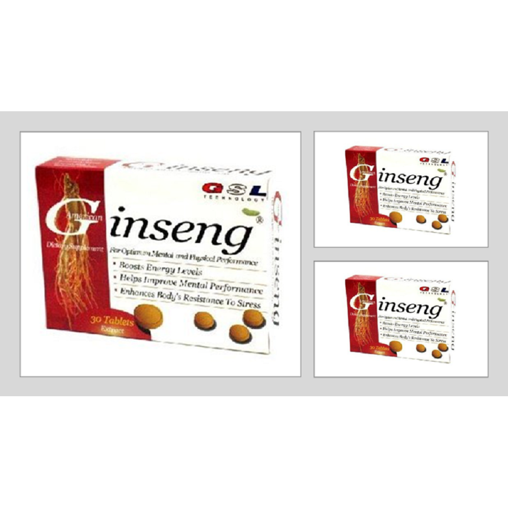 American Ginseng Dietary Supplement 30 Tablets Pack of 3