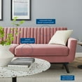 thumbnail image 3 of Tufted Sofa, Velvet, Pink, Modern Contemporary Urban Design, Living Lounge Room Hotel Lobby Hospitality, 3 of 7