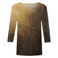 thumbnail image 4 of Youmylove Women's Tee Gradient 3/4 Sleeved Sequin Printed Round Neck Top T-Shirt Trendy Dailywear, 4 of 4