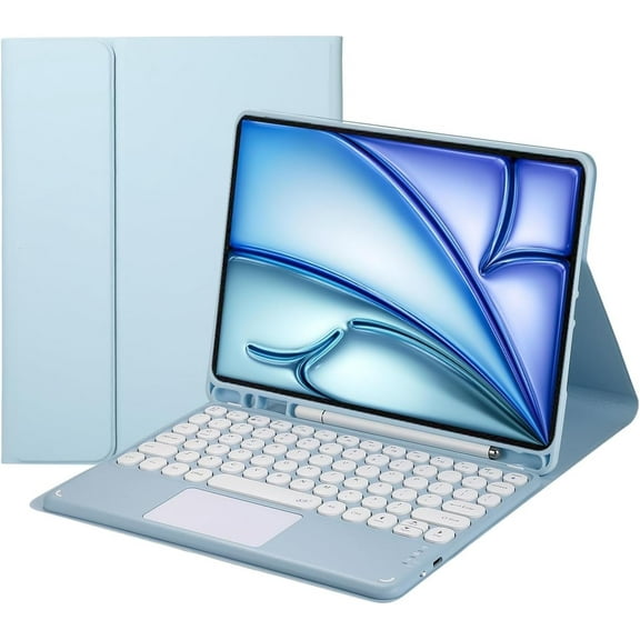 Touch Keyboard Case for iPad Air 11-inch M3 (2025) / M2 (2024), iPad Air 5th (2022) / 4th Generation (2020) 10.9 Inch with Pencil Holder - Magnetically Detachable Touch Bluetooth Keyboard