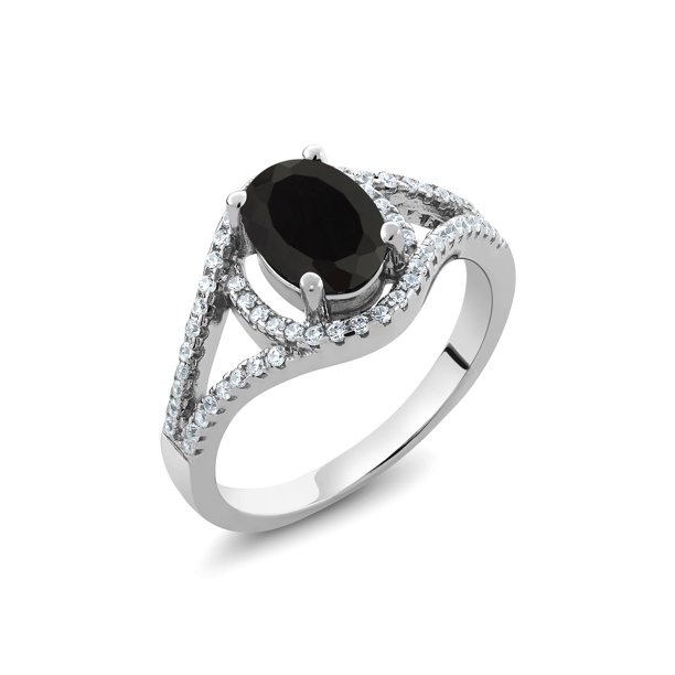 Gem Stone King Gem Stone King 1.80 Ct Oval Black Onyx 925 Sterling
