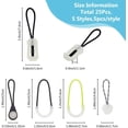 thumbnail image 2 of 1Boxs 25Pcs 5 Styles Luminous Zipper Pulls Luggage Zipper Pull Replacement U Shape Tab Tags Extension Cord Fixer Glow in The Dark Night Zipper Heads for Coat Jacket Rucksacks Tent Zippers, 2 of 6