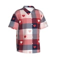 thumbnail image 2 of Fotbe Heart Plaid Hawaiian Shirt for Men Unisex Summer Beach Casual Short Sleeve Cotton Linen Button Down Shirts-Medium, 2 of 9