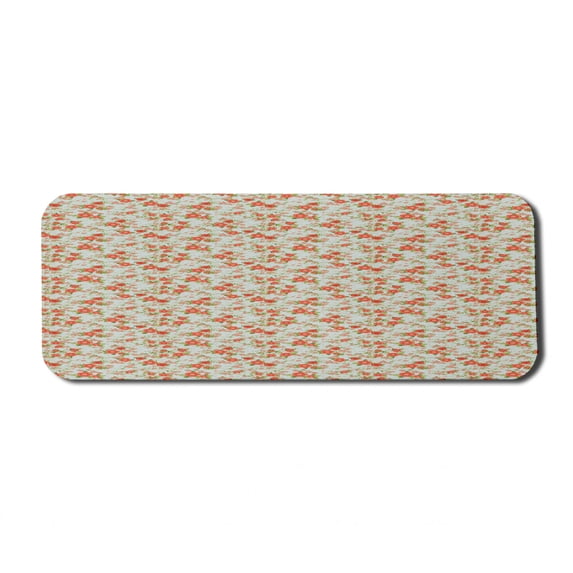 Floral Computer Mouse Pad, Blossoming Vibrant Tone Rose Flowers English Garden Themed Arrangement Nature, Rectangle Non-Slip Rubber Mousepad Large, 31" x 12", Blue and Salmon, by Ambesonne