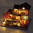 thumbnail image 6 of DIY Mini Dollhouse Kit with LED Light, Japanese Sakura Garden Model for Home Display, 6 of 11