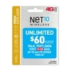Net10 $60 Unlimited 30 Day Plan (10GB of data at high speed, then 2G*) (Email Delivery)