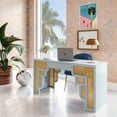 thumbnail image 2 of Casafoyer Suzie Pastel Blue & Rattan Executive Desk, 2 of 2