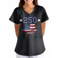 thumbnail image 6 of KDDYLITQ Womens 250 Year American Anniversary Tshirt Patriotic 250 Years Birthday V Neck Blouses Summer Printed Independence Tops Usa Flag Trendy Short Sleeve Scrubs T-Shirts Black 4XL, 6 of 7