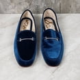 thumbnail image 5 of Sam Edelman Lior Blue Almond Toe Slip On Stacked Heel Fashion Classic Loafers (Blue Velvet Lior, 7), 5 of 7