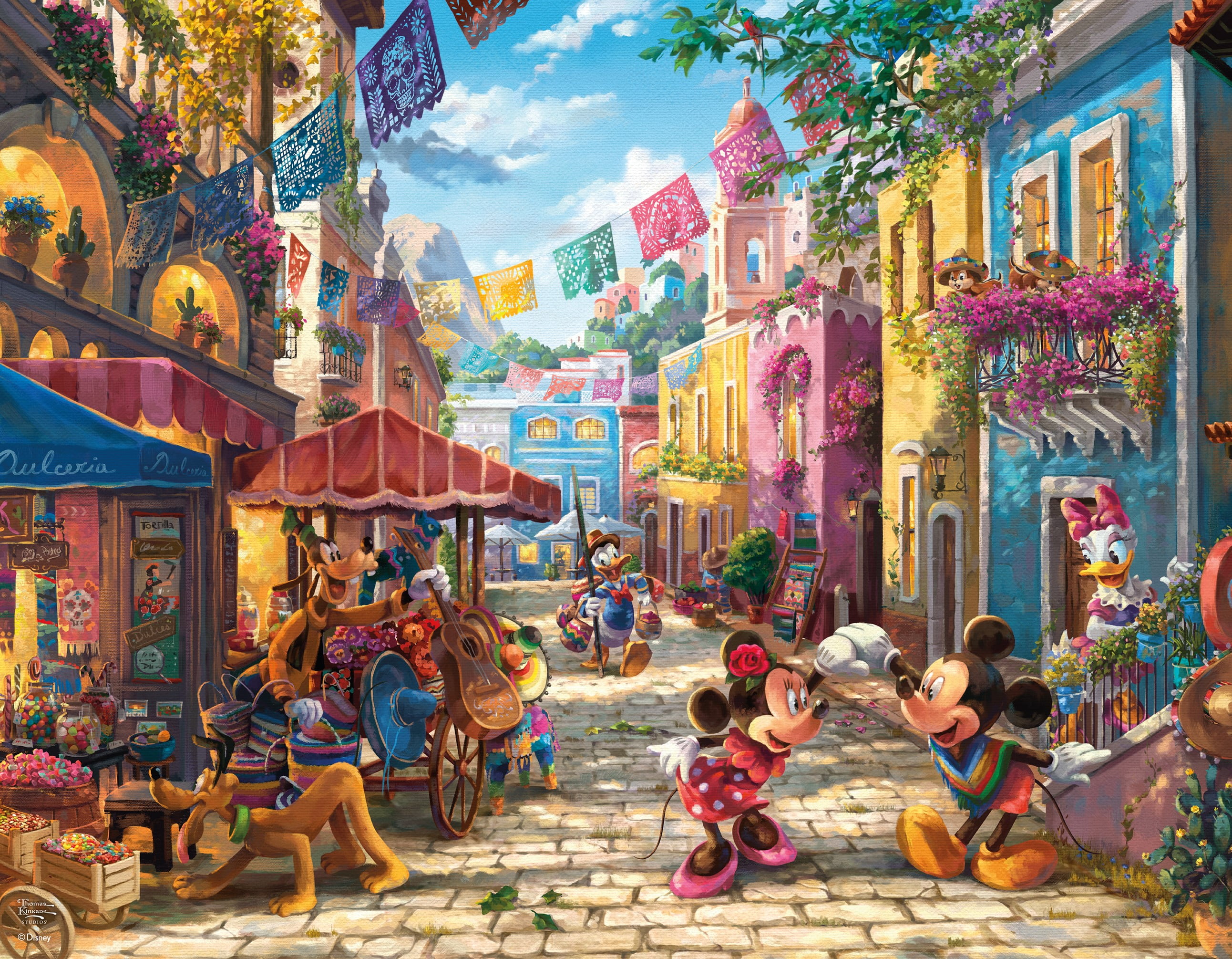 ディズニー How it Works in thecountry Ceaco Thomas Kinkade Disney Mickey & Minnie Jigsaw Puzzle