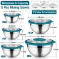 thumbnail image 2 of Vesteel Mixing Bowls with Lids Set of 8, Stainless Steel Prep Bowls with Upgraded Airtight Visible Lid, Metal Nesting Bowl Attach with 3 Graters for Kitchen Grating/ Shredding / Mixing - Blue, 2 of 8