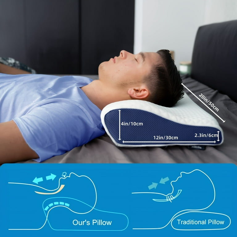 Cervical Memory Foam Pillow, Contoured Pillows for Neck and Shoulder Pain,  Ergonomic Orthopedic Sleeping Neck Contoured Support Pillow for Side  Sleepers, Back and Stomach Sleepers 