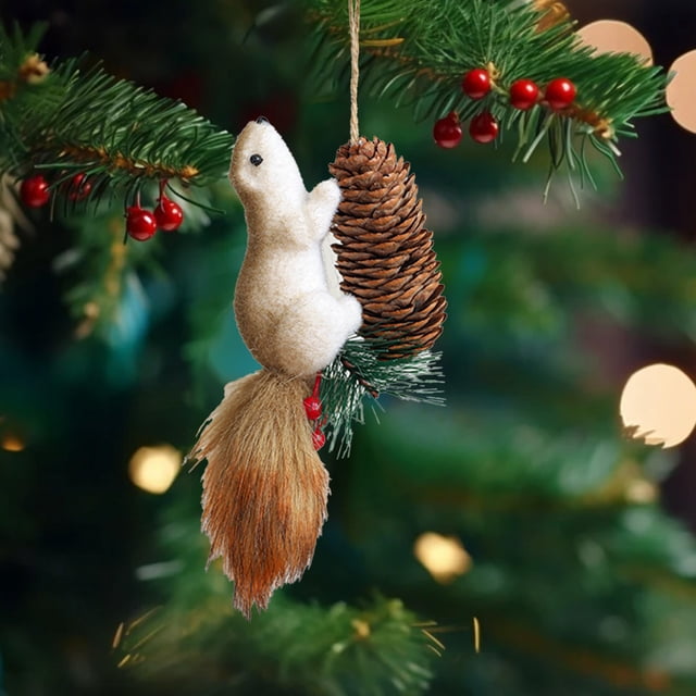 Mini Árbol de Navidad, Adorno Colgante de Ardillas Realistas, Espuma Esponjosa, Decoración Festiva para El Hogar y La Oficina, Espíritu Navideño Caprichoso, Varios Tamaños, 1 Pieza Por Juego