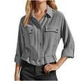 thumbnail image 7 of Mlzmgr Womens Linen Shirts Button Dwon Long Sleeve Collared Jackets Outerwears Breathable Lightewight Shirts for Women, 7 of 7