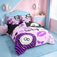 thumbnail image 2 of Erosebridal Dreamy Princess Style Kids 7 Pieces Bedding Comforter Set,Purple Zebra Stripe Print Billiard Full Bedding Set,Reversible, 2 of 7