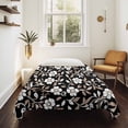 thumbnail image 4 of Black White Floral Tapestry for Bedroom Wall Hanging Tapestry, Farmhouse Vintage Botanical Leaves Ceiling Backdrop Tapestries Poster Blanket Wall Decor for Teens Room Living Room Dorm 59" x 79", 4 of 8