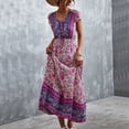 thumbnail image 2 of Vestido floral para mujer Nikou con escote en V verano estampado Largo, 2 of 6
