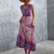thumbnail image 1 of Vestido largo con escote en V, vestido floral para mujer Vestido floral con escote en V para mujer Vestido floral de verano para mujer Construcción resistente, 1 of 6