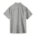 thumbnail image 4 of Men's Regular Fit Short Sleeve Shirts Plaid Printed Polyester Button Down Lapel Lightweight Breathable Classic Tops, Black, 4XL, 4 of 6