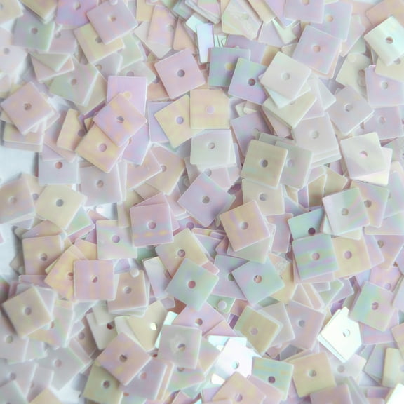 Pale Pink Square Sequins 6mm Opaque Rainbow Iris Made in USA