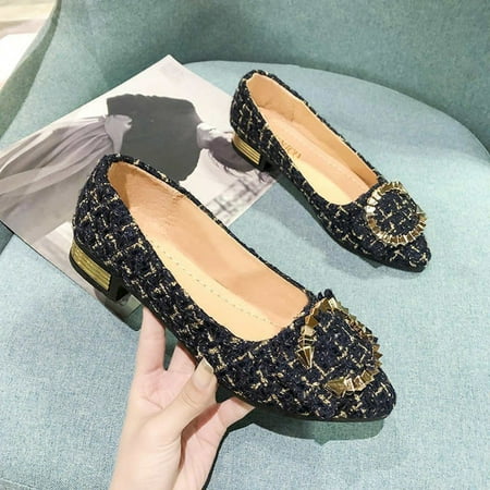

Women Girls Solid Big Size Slip On Flat Shallow Comfort Casual Single Shoes