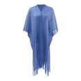 thumbnail image 5 of HNMKIU Women Lightweight Shawl Wrap Metallic Fringe Shawl Wrap Elegant Beach Cover Up Resort Sun Kimono Cardigan Blue,One Size, 5 of 5