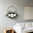 thumbnail image 4 of DefiDgd Metal Hanging Flower Wreath for Front Door,Vintage Layered Faux Rose Floral Wreaths Hoop for Outside Home Porch Wall Window Wedding Party Decoration(White), 4 of 6