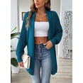 thumbnail image 4 of Women'S Fall Winter Solid Color Casual Oversized Long Sleeve Chunky Knit Cardigan Sweater Jacket Peacock Blue One size, 4 of 8