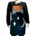 thumbnail image 1 of Moon Kids Apron, Cartoon Style Night Sky with Swirled Clouds Stars and Moon Dotted Lines, Boys Girls Apron Bib with Adjustable Ties for Cooking Baking Painting, Dark Blue Salmon White, by Ambesonne, 1 of 2
