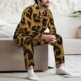 thumbnail image 7 of Susaid Golden Leopard Glitter Print Men's Long Sleeve Pajama Set, Two-Piece Button-Down Loungewear PJs Set, Comfortable Sleepwear for Relaxation-Large, 7 of 7