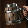 thumbnail image 6 of Mouliraty New Hot Barrel Beer Mug Personality Germany Large Capacity Beer Mug Imitation Wood Stainless Steel Cup Bar, 6 of 6