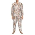 thumbnail image 3 of Balery Autumn Floral Deer Pijama para Hombre de Dos Piezas con Manga Larga, Conjunto de Dormir y Descanso Suave con Bolsillos-Medium, 3 of 7