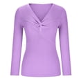 thumbnail image 5 of Ahabrexf Summer Blouses for Women, Solid Color Long Sleeve Pullover Neck Casual Sweater, 5 of 8