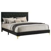 Coaster Kendall Upholstered Eastern King Panel Bed, Black