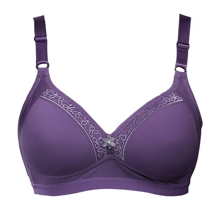 SMihono Women s Wireless Full-Coverage Bra  18-Hour Ultimate Lift & Support Everyday Wear Comfort Seamless Minimizer Bras Purple 42