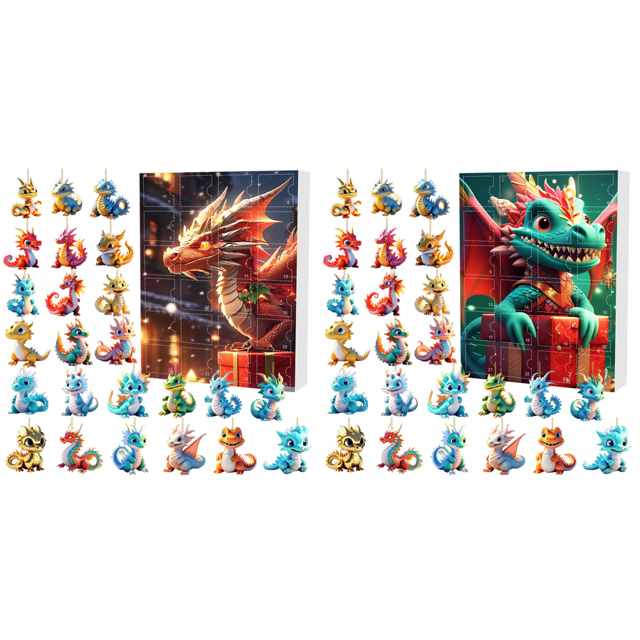 Calendario Adviento Navidad Dragón Cuenta Regresiva Acrílico para Fiesta (B)