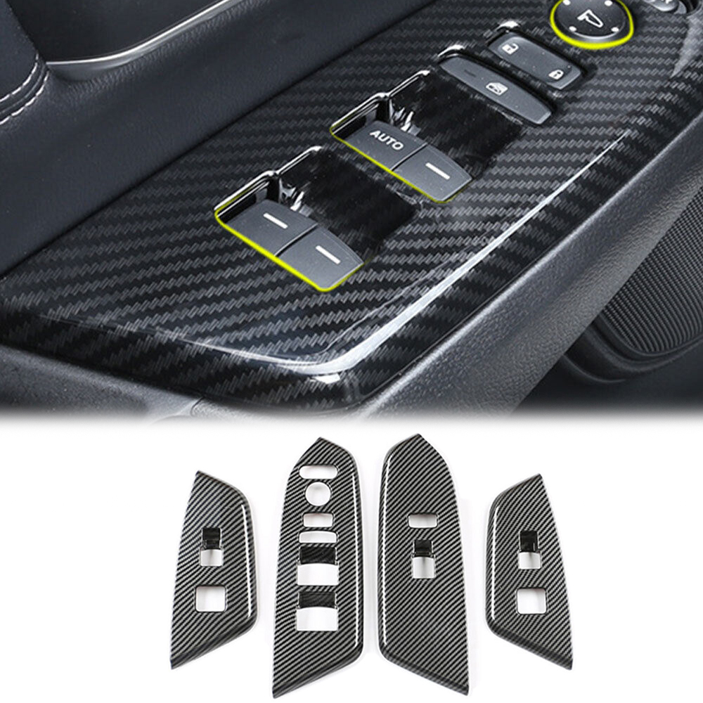JJMY 4X For 2017-21 Honda CRV Accessories Carbon Fiber Door Armrest Panel Trim Cover