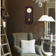 Seiko Mahogany Wall Clock with Pendulum and Chime, Brown, Rectangle, Analog, Quartz, QXH118BLH