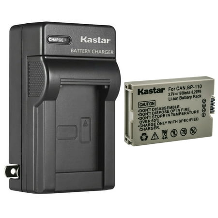 Kastar 1-Pack Battery and AC Wall Charger Replacement for Canon BP110 BP-110 BP110 Battery CG-110 Charger Canon VIXIA HF R20 HFR20 VIXIA HF R20 Red VIXIA HF R20 Silver VIXIA HF R200 HFR200 Camera
