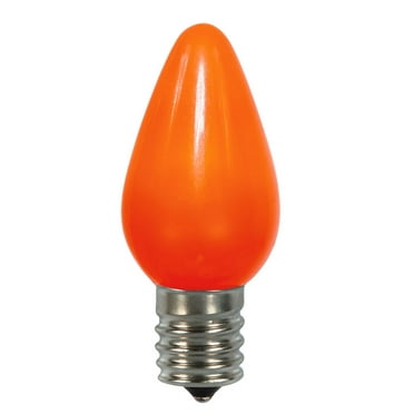 C7 Satin LED Orange Bulb with Nickel Base,  130V .38 watts, 3 diodes, 25Pcs/Poly bag, UL and CSA Approved, package of 25