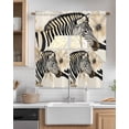 thumbnail image 2 of Floral Zebra Kitchen Curtains Swag Valance and Tier Curtains Set 36 Inch Length, Black Stripes Flowers Plant Spring Botanical Rod Pocket Drape Panels Pair Swag Curtains for Bathroom/Cafe/Window, 2 of 6