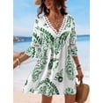 thumbnail image 4 of Cupshe Women's V Neck Lace Trim Mini Summer Dress Cover Up 3/4 Sleeve Ruffled Cuff Casual Sundress Beach Dresses Cover Ups, Size XS-XL, 4 of 4
