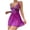 Purple, variant on JSGEK Women Floral Lace Trim Chemise Dress Bow Accent Flared A Line Silhouette Adjustable Straps Lingerie Set Green S