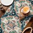 thumbnail image 5 of Vintage Abstract Flowers Table Runner, Green Orange Blue Medieval National Style Cotton Linen Kitchen Table Decoration Washable Dining Tabletop Runners for Home Party Decor 13x120 Inches, 5 of 9