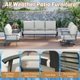 thumbnail image 5 of HOMREST Outdoor Furniture Thickened Cushion 360 Degree Swivel Rocking Patio Chairs and 3-Seat Sofa, Loveseat, Coffee Table, 5 PCS Metal Conversation Set for Garden, Deck and Poolside, 5 of 9