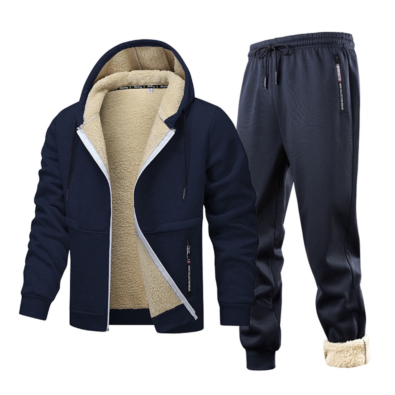 Men's Spliced Stand Collar Tracksuit Set Casual Long Sleeve Full