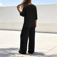 thumbnail image 6 of Guieoi Matching Outfits for Women Fashion Solid Color V-Neck Long-Sleeve Pocket Pants Top/Shirt Set Black S, 6 of 6