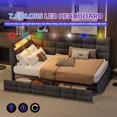 thumbnail image 5 of Twin Size Daybed with LED Light and Charging, Upholstered Corner Bed Frame with Two Drawers and Storage Headboard, Modern Sofa Bed Frame for Living Room, Gray, 5 of 9