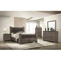 Transitional Elegant Wooden 6pc Bedroom Set Queen Size Bed w Drawers Dresser Mirror 2x Nightstands Chest Bedroom Furniture