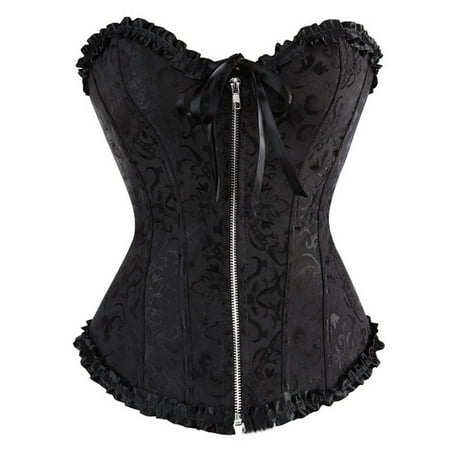 

Pxiakgy body shaper for women Women LaceBack Zip Corset Top Bustier Gstring Body Shapewear Black + L